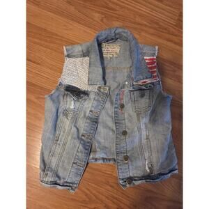 Hot Kiss Women's Patriotic Denim Jean Jacket - Size 7